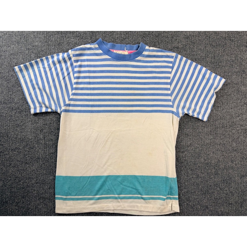 Vintage Hang Ten Shirt Mens Large Blue White Striped Graphic Tee 90s Y2K Taiwan